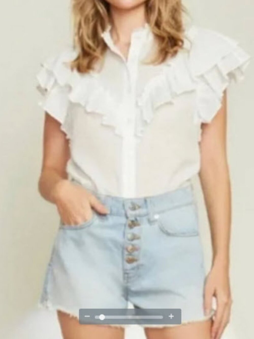Veronica Beard Women size 25 High Rise Timmi Shorts Button Front Denim